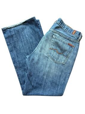 7 For All Mankind Men’s 34 Relaxed Straight Leg Jeans Blue 100% Cotton